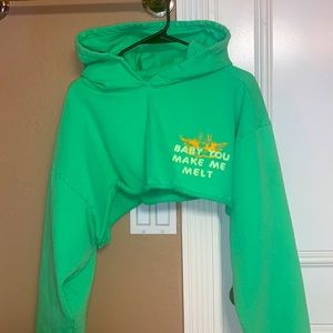 BOYS LIE NEON GREEN TOXIC CROP HOODIE ONE SIZE